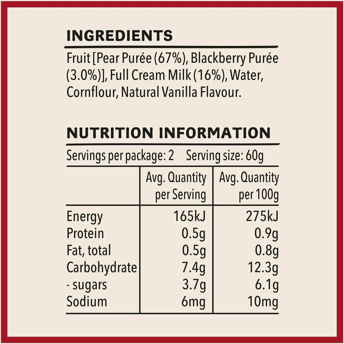 Heinz Pear & Blackberry Custard Baby Food Pouch 6+ Months 120g - Nesh Kids Store