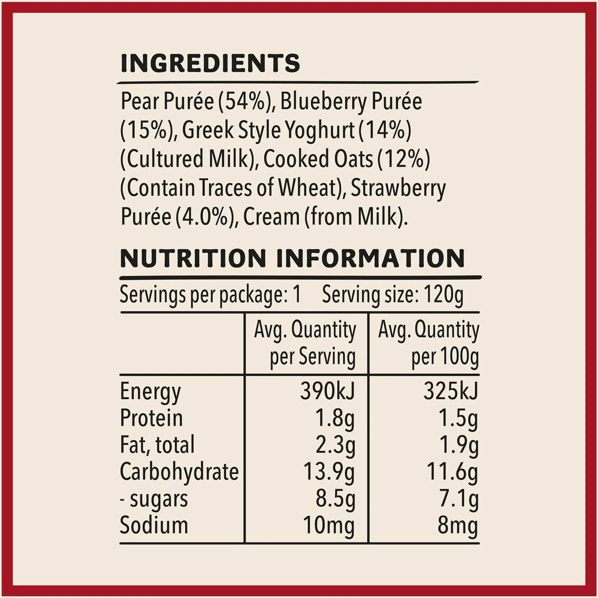Heinz Smoothie Pear, Berry, Oat, Greek Yoghurt Baby Food 8+ M 120g - Nesh Kids Store