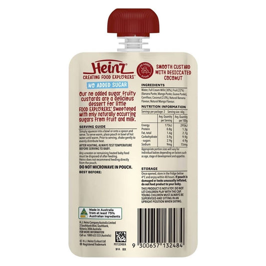 Heinz Tropical Custard Baby No Added Sugar Food Pouch 6+ Months 120g - Nesh Kids Store