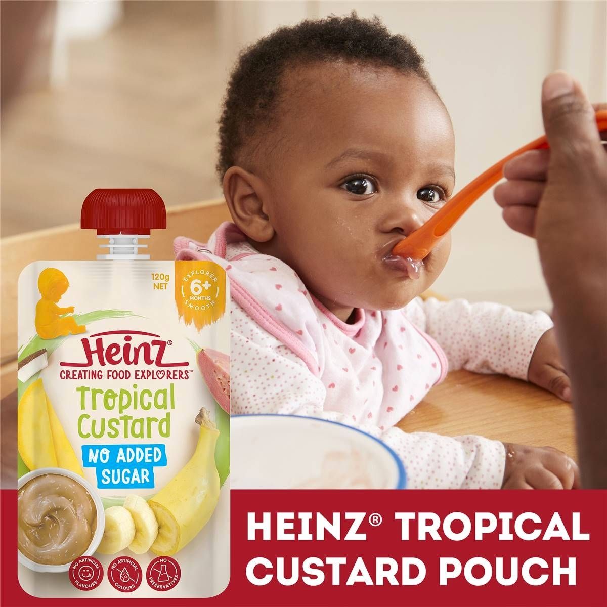 Heinz Tropical Custard Baby No Added Sugar Food Pouch 6+ Months 120g - Nesh Kids Store