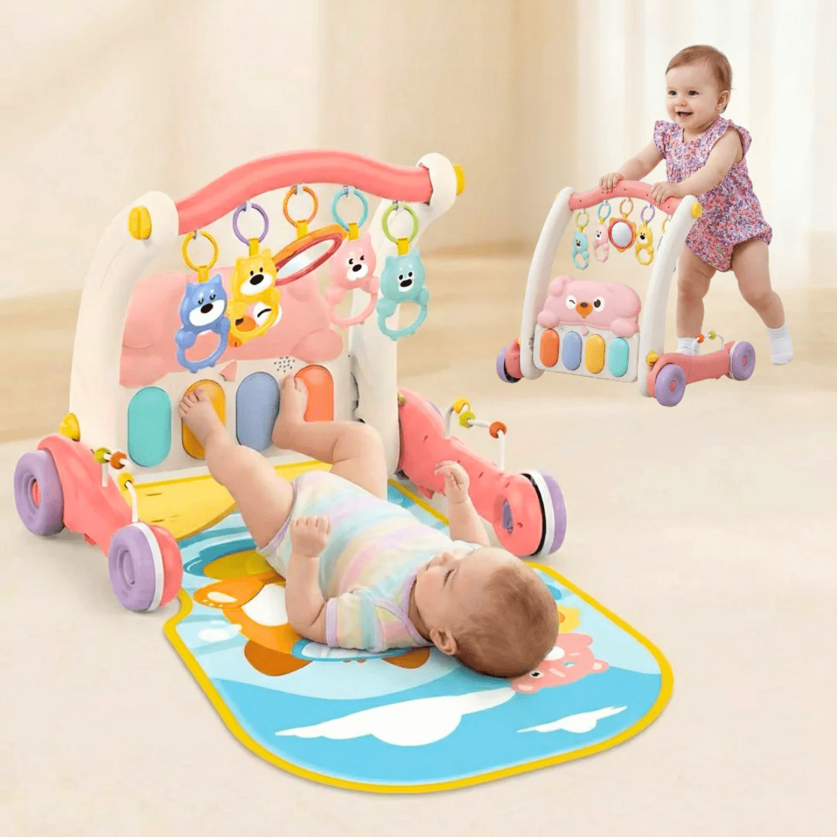 Huanger 2 in 1 Baby Piano Fitness Rack & Activity Walker (HE0613) - Nesh Kids Store