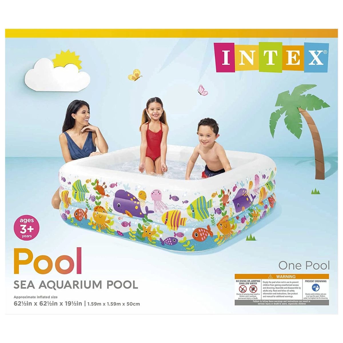 Intex Swim Center Clearview Aquarium Inflatable Pool (62.5' X 62.5' X 19.5') - Nesh Kids Store