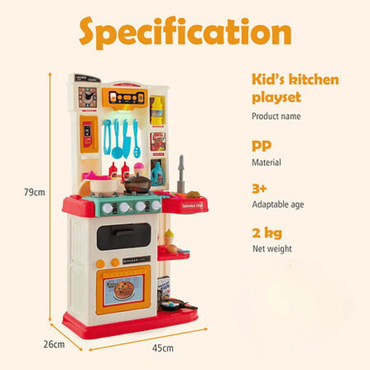 Kids Kitchen Playset with 65 Pieces Accessories (3+) - Nesh Kids Store
