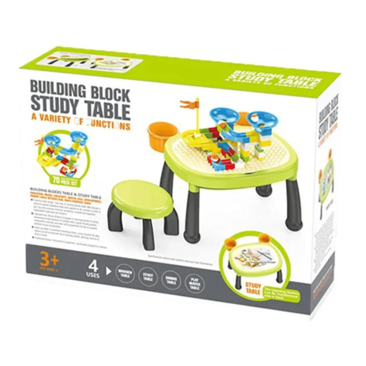 Multifunctional Table for 70 Pcs Blocks with Stool (3+) - Nesh Kids Store