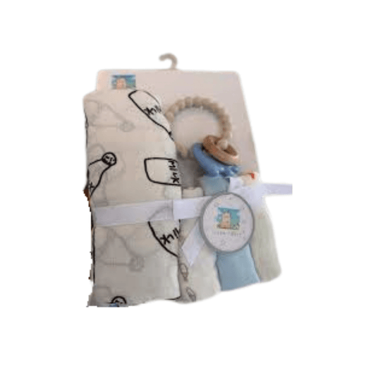 Muslin Towel, 3 Washcloths & Cute Baby Rattle Gift Set for Newborns - Nesh Kids Store