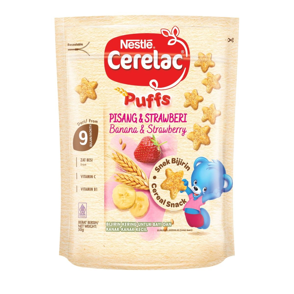 Nestle Cerelac Puffs Banana & Strawberry 50g - Nesh Kids Store