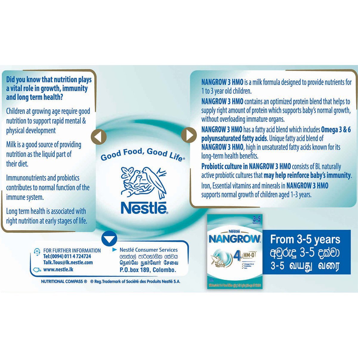 Nestle NANGROW 3 HMO Milk Formula for 1 to 3 years Children, 350g Bag In Box Pack - Nesh Kids Store