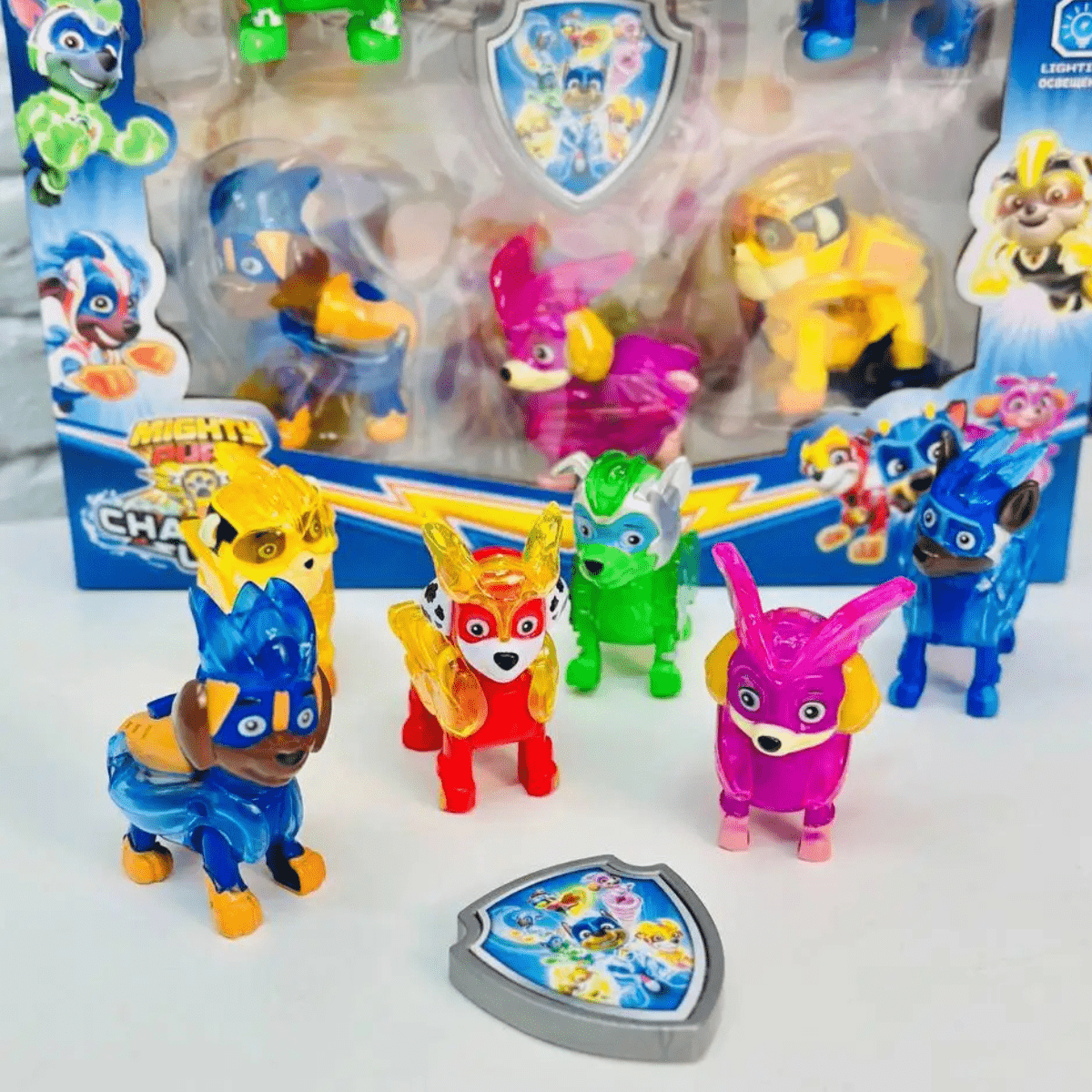 Paw Patrol Glowing Toy Set – 6 Glowing Figures & Badge - Nesh Kids Store