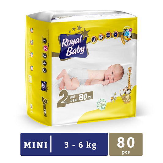 Royal Baby - Mini (3-6KG) Baby Diapers - 80 Pc Pack - Nesh Kids Store