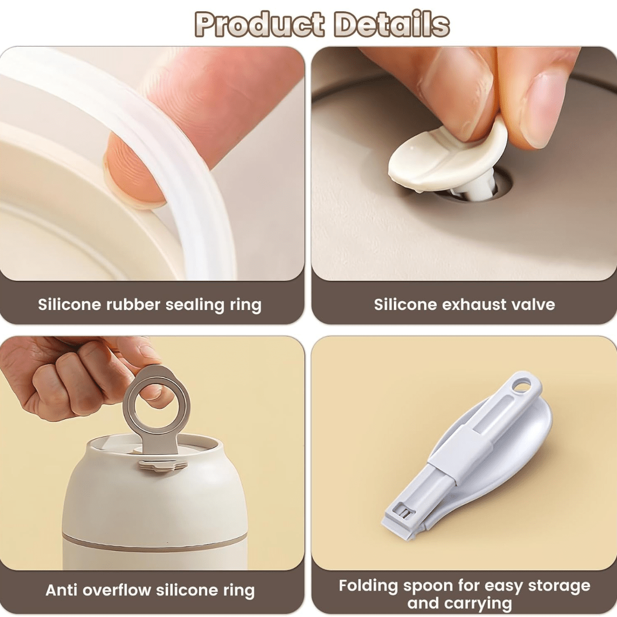 Stainless Steel Cup with Lid & Foldable Spoon - Nesh Kids Store