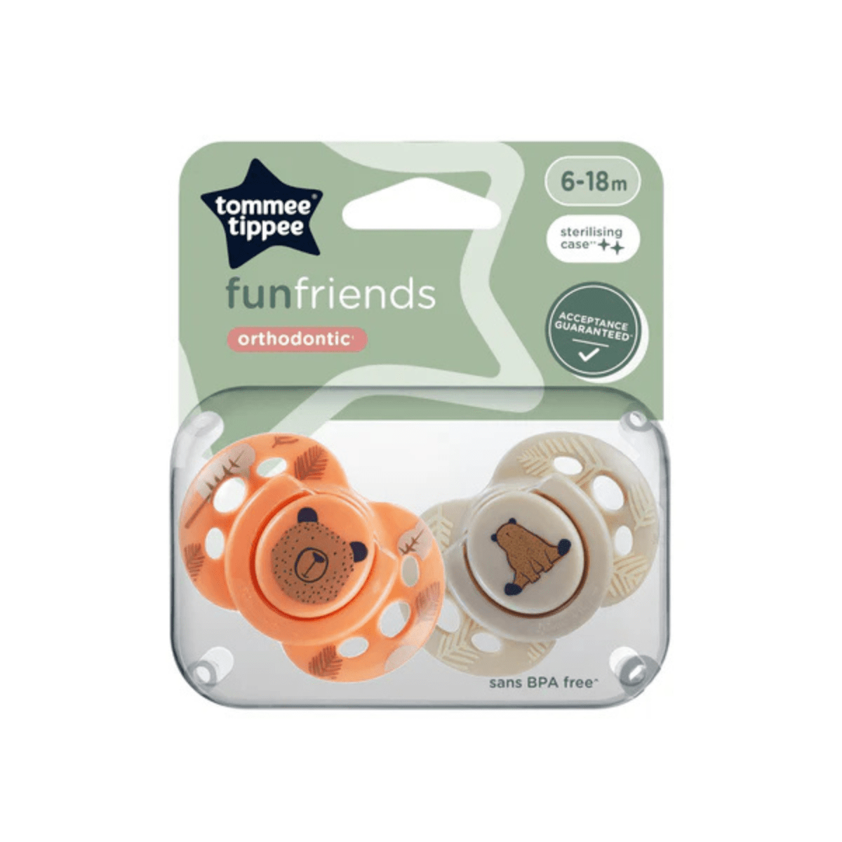 Tommee Tippee Fun Friends Soothers – 6–18m (Twin Pack) - Nesh Kids Store