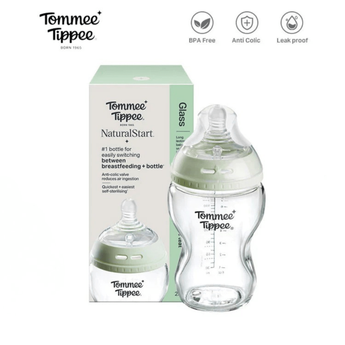 Tommee Tippee Natural Start Glass Baby Bottle 250ml - BPA Free - Nesh Kids Store