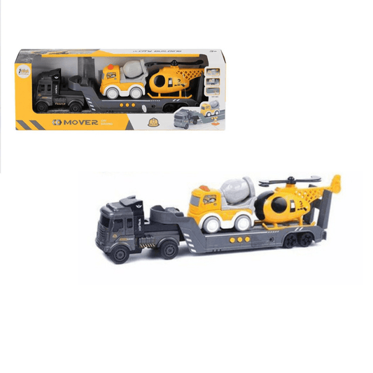 Toy Truck Mover Set with Mixer & Helicopter – For Kids 3+ - Nesh Kids Store