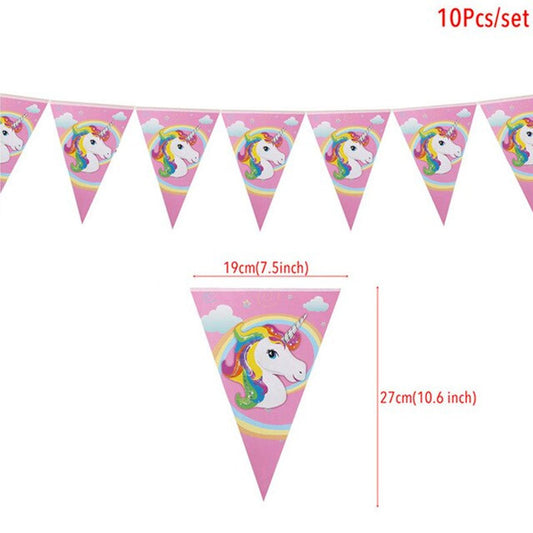 Unicorn Pennant Banners - Paper Triangle Flags - 10 Pack - Nesh Kids Store