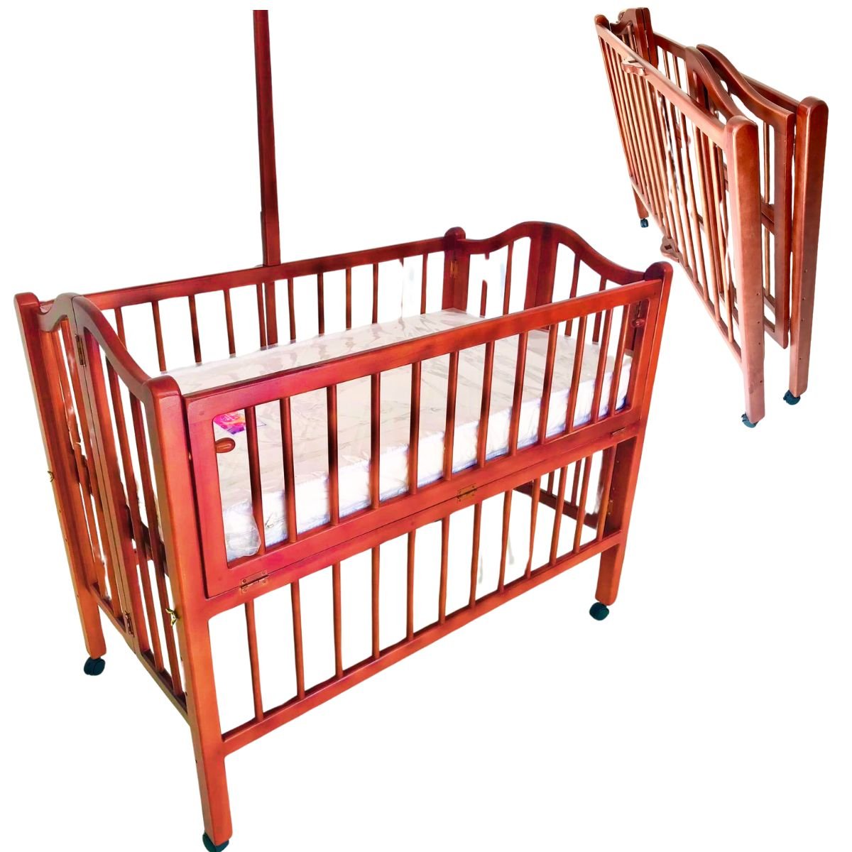 Wooden Cot 48'' x 27'' (including Premium Napper Lite Mattress, Mosquito Net) - Nesh Kids Store