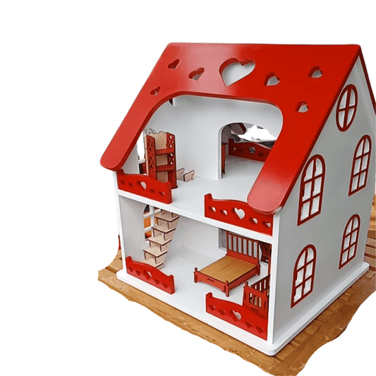 Wooden Doll House with Household Accessories 4+ - Nesh Kids Store