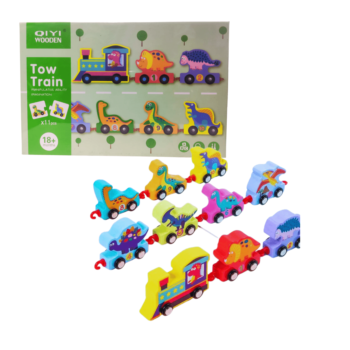 Wooden Tow Train series for kids (18m+) - Nesh Kids Store