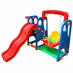 3 in 1 Children Playground with Swing Chair, Slide, Basketball Hoop